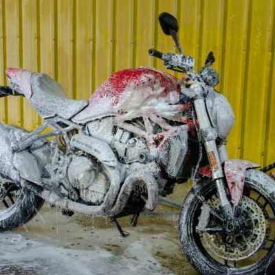 motorcycle-1222 motorcycle being washed